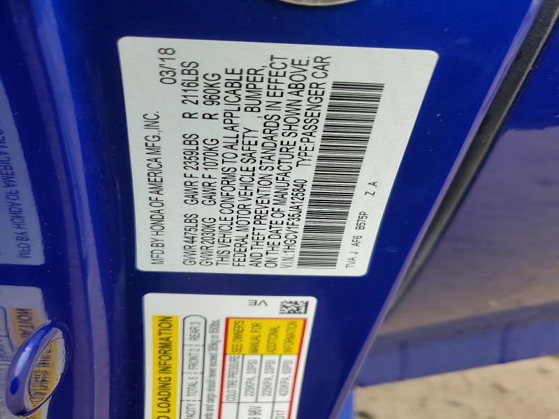 Aukcja sprzedaży 2018 Honda Accord, vin: 1HGCV1F35JA125840, numer aukcji: 41652016