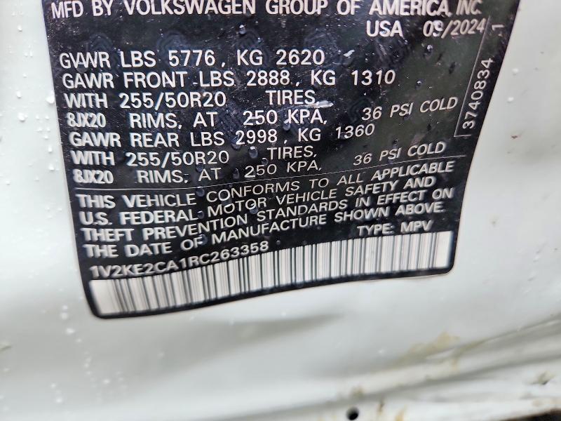 46626326 :رقم المزاد ، 1V2KE2CA1RC263358 vin ، 2024 Volkswagen Atlas Cross Sport مزاد بيع