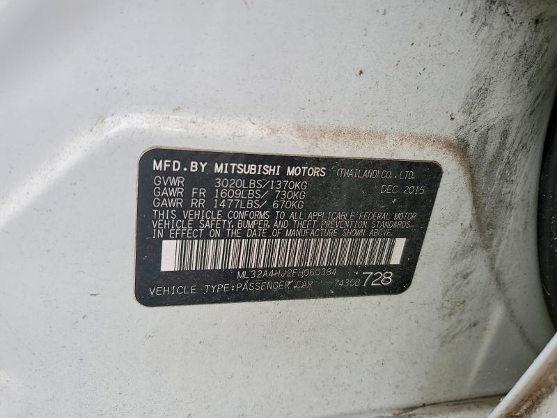Продаж на аукціоні авто 2015 Mitsubishi Mirage, vin: ML32A4HJ2FH060384, номер лоту: 45472676
