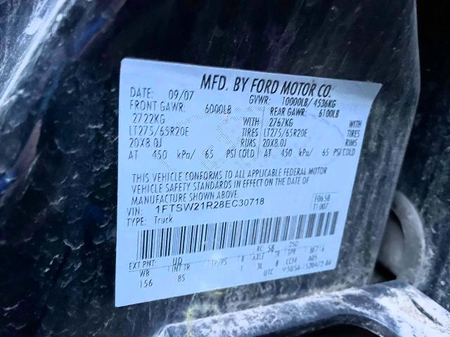 Aukcja sprzedaży 2008 Ford F250, vin: 1FTSW21R28EC30718, numer aukcji: 47294566