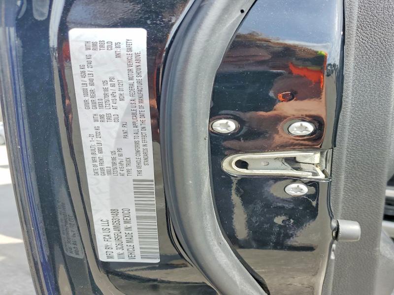 Продаж на аукціоні авто 2021 Ram 2500, vin: 3C6UR5FL4MG531488, номер лоту: 41657486