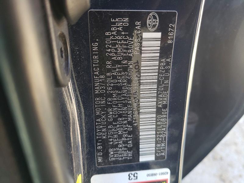 79717375 :رقم المزاد ، 4T1B61HK0JU599085 vin ، 2018 Toyota Camry مزاد بيع