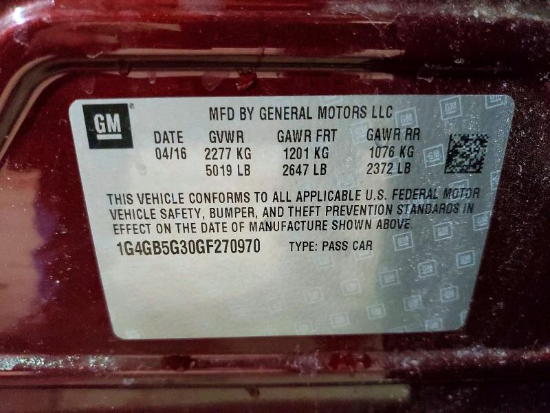 Aukcja sprzedaży 2016 Buick Lacrosse, vin: 1G4GB5G30GF270970, numer aukcji: 47181126