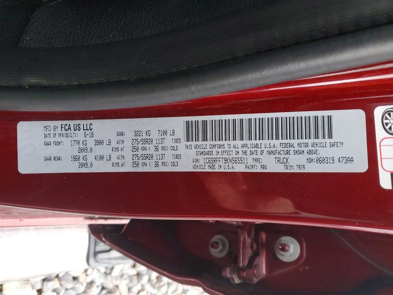 46923616 :رقم المزاد ، 1C6SRFFT9KN565511 vin ، 2019 Ram 1500 مزاد بيع