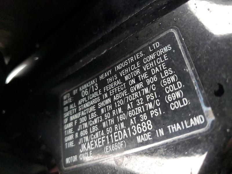 Продажа на аукционе авто 2014 Kawasaki Ex650, vin: JKAEXEF11EDA13688, номер лота: 79637655