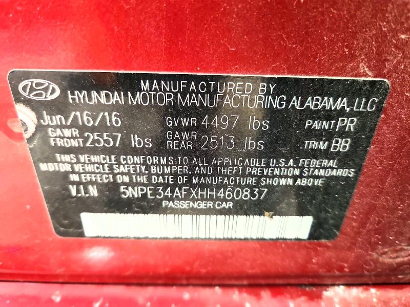 2017 Hyundai Sonata მანქანა იყიდება აუქციონზე, vin: 5NPE34AFXHH460837, აუქციონის ნომერი: 47874936