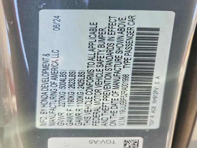 Aukcja sprzedaży 2024 Acura Tlx, vin: 19UUB6F52RA001998, numer aukcji: 79355205