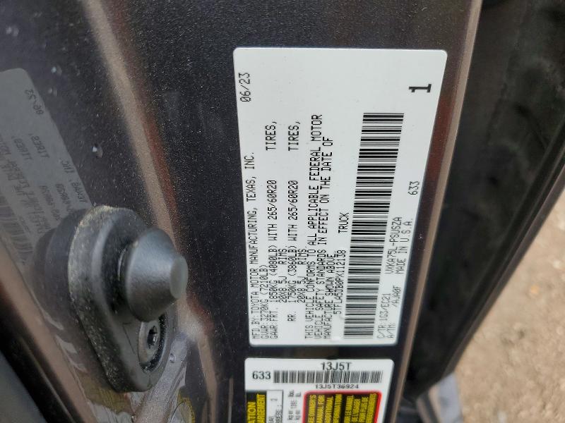 47804946 :رقم المزاد ، 5TFLA5DB0PX112138 vin ، 2023 Toyota Tundra مزاد بيع