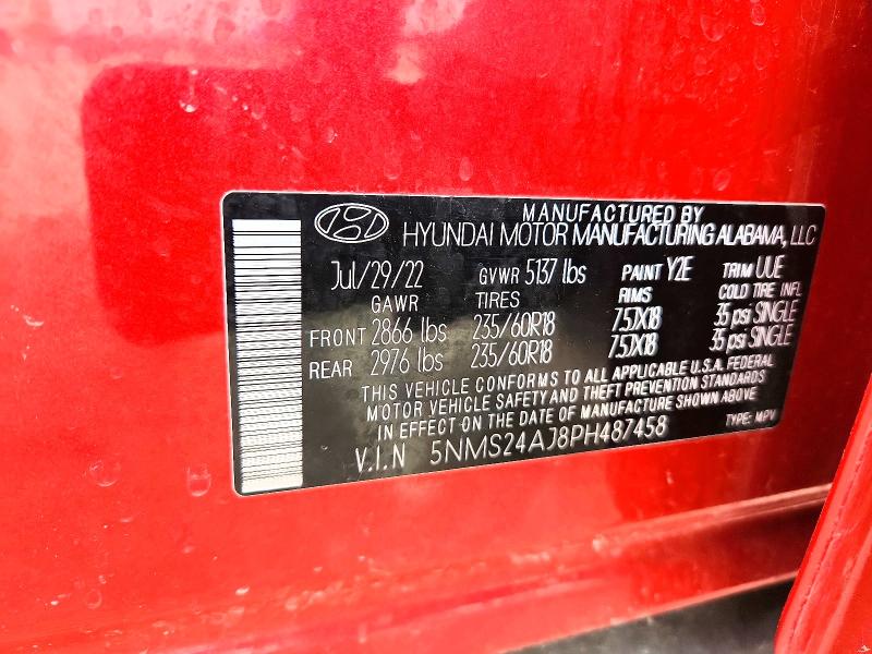 Aukcja sprzedaży 2023 Hyundai Santa Fe, vin: 5NMS24AJ8PH487458, numer aukcji: 46346326