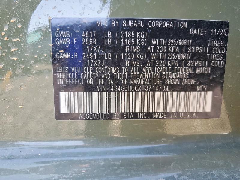 Aukcja sprzedaży 2026 Subaru Crosstrek, vin: 4S4GUHU6XT3714734, numer aukcji: 47762856