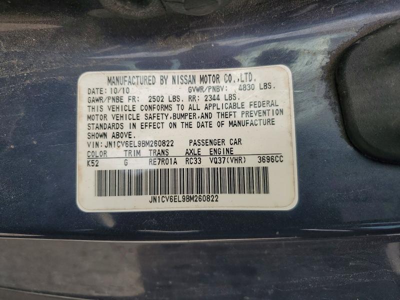 41818476 :رقم المزاد ، JN1CV6EL9BM260822 vin ، 2011 Infiniti G37 Coupe مزاد بيع