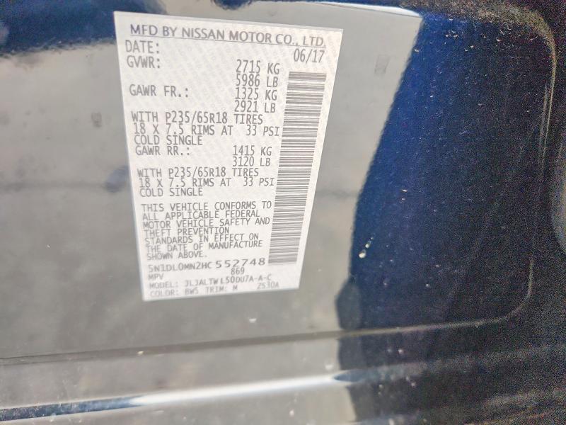 Aukcja sprzedaży 2017 Infiniti Qx60, vin: 5N1DL0MN2HC552748, numer aukcji: 47816886