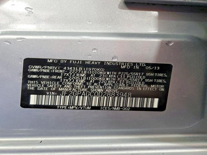 Продажа на аукционе авто 2013 Subaru Xv Crosstrek, vin: JF2GPAGC0D2883948, номер лота: 47196496
