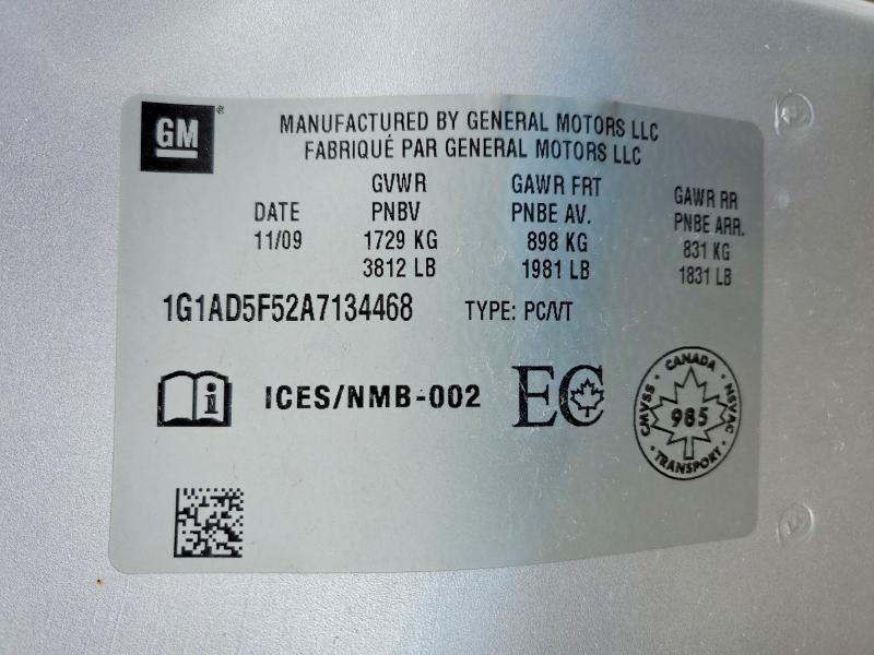 Продаж на аукціоні авто 2010 Chevrolet Cobalt, vin: 1G1AD5F52A7134468, номер лоту: 45964556