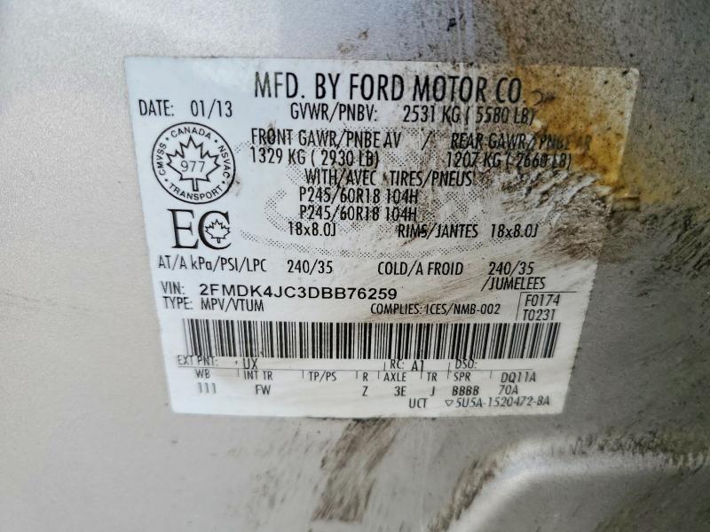 Auction sale of the 2013 Ford Edge, vin: 2FMDK4JC3DBB76259, lot number: 48099486