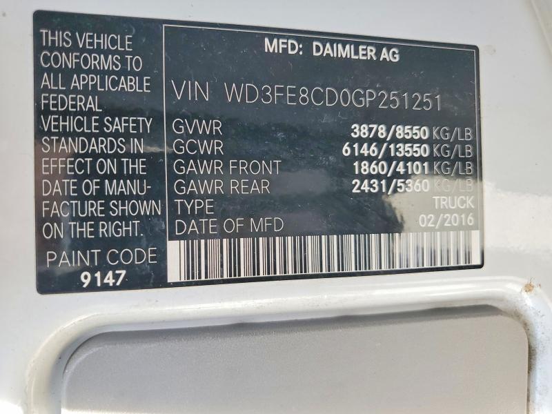 Продаж на аукціоні авто 2016 Mercedes-benz Sprinter, vin: WD3FE8CD0GP251251, номер лоту: 47973856