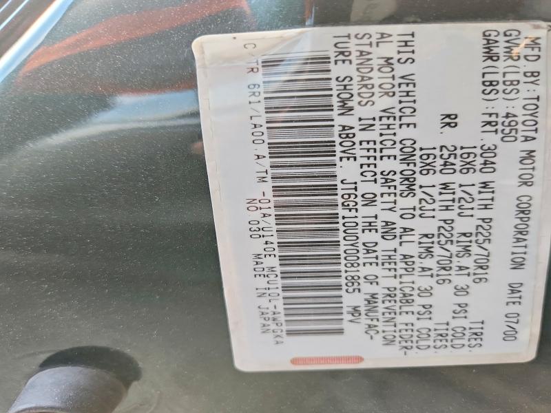 Продажа на аукционе авто 2000 Lexus Rx 300, vin: JT6GF10U0Y0081865, номер лота: 42011886