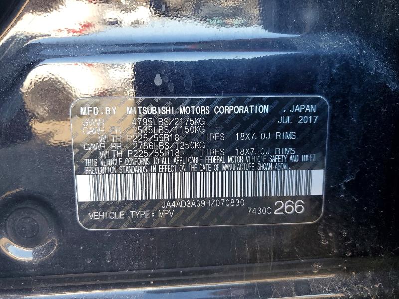 Продаж на аукціоні авто 2017 Mitsubishi Outlander, vin: JA4AD3A39HZ070830, номер лоту: 47582026