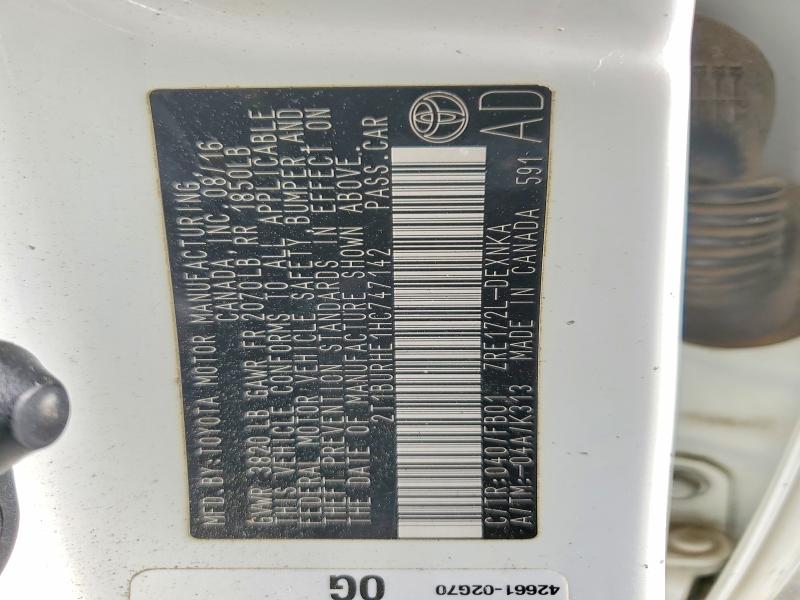 48046456 :رقم المزاد ، 2T1BURHE1HC747142 vin ، 2017 Toyota Corolla مزاد بيع