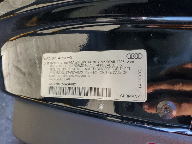 2018 Audi A5 მანქანა იყიდება აუქციონზე, vin: WAUPNAF55JA007012, აუქციონის ნომერი: 41605846