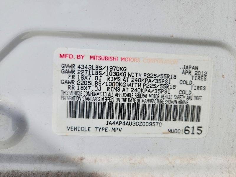 Aukcja sprzedaży 2012 Mitsubishi Outlander Sport, vin: JA4AP4AU3CZ009570, numer aukcji: 48129676