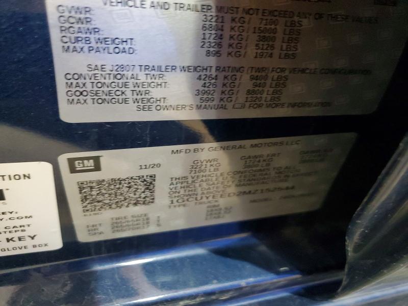 Продаж на аукціоні авто 2021 Chevrolet Silverado, vin: 1GCUYEED2MZ152544, номер лоту: 41586076