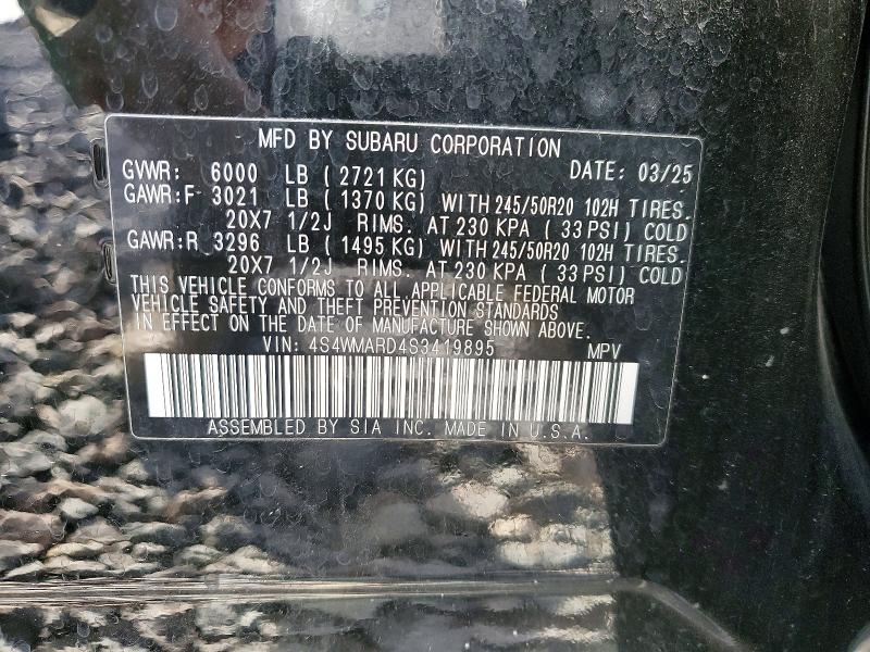 Продажа на аукционе авто 2025 Subaru Ascent, vin: 4S4WMARD4S3419895, номер лота: 47328706