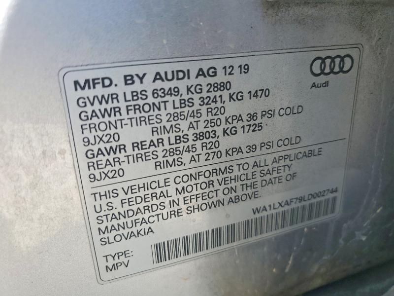Aukcja sprzedaży 2020 Audi Q7, vin: WA1LXAF79LD002744, numer aukcji: 45879916