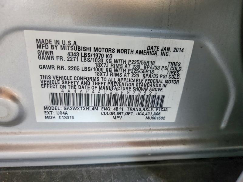 Продаж на аукціоні авто 2014 Mitsubishi Outlander Sport, vin: 4A4AP4AU2EE022822, номер лоту: 41724916