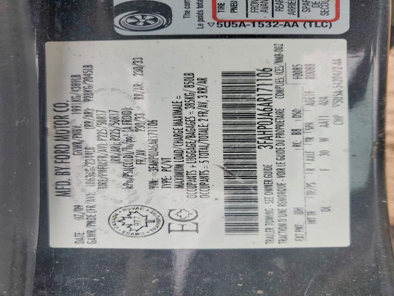 Продажа на аукционе авто 2010 Ford Fusion, vin: 3FAHP0JA6AR171106, номер лота: 47454246