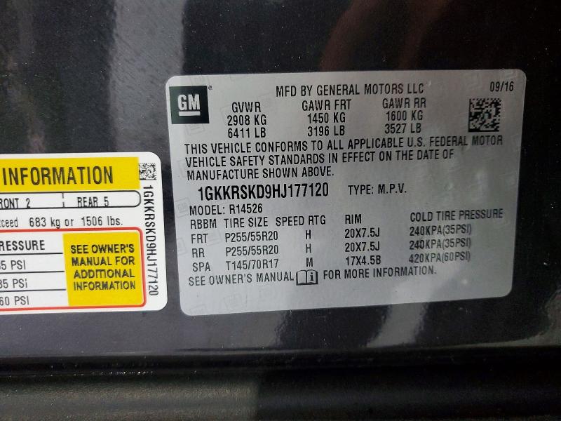 Aukcja sprzedaży 2017 Gmc Acadia Limited, vin: 1GKKRSKD9HJ177120, numer aukcji: 46133616