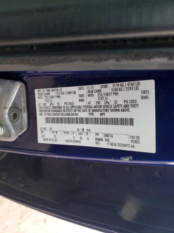 45810176 :رقم المزاد ، 1FMCU9GX1EUB63616 vin ، 2014 Ford Escape مزاد بيع