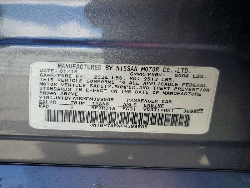 2015 Infiniti Q50 მანქანა იყიდება აუქციონზე, vin: JN1BV7ARXFM399505, აუქციონის ნომერი: 47078076