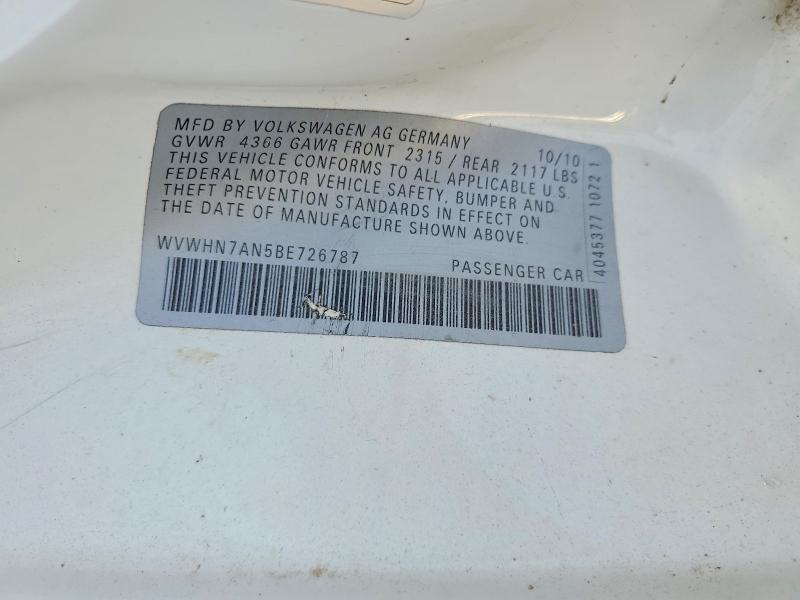 Aukcja sprzedaży 2011 Volkswagen Cc, vin: WVWHN7AN5BE726787, numer aukcji: 47968386