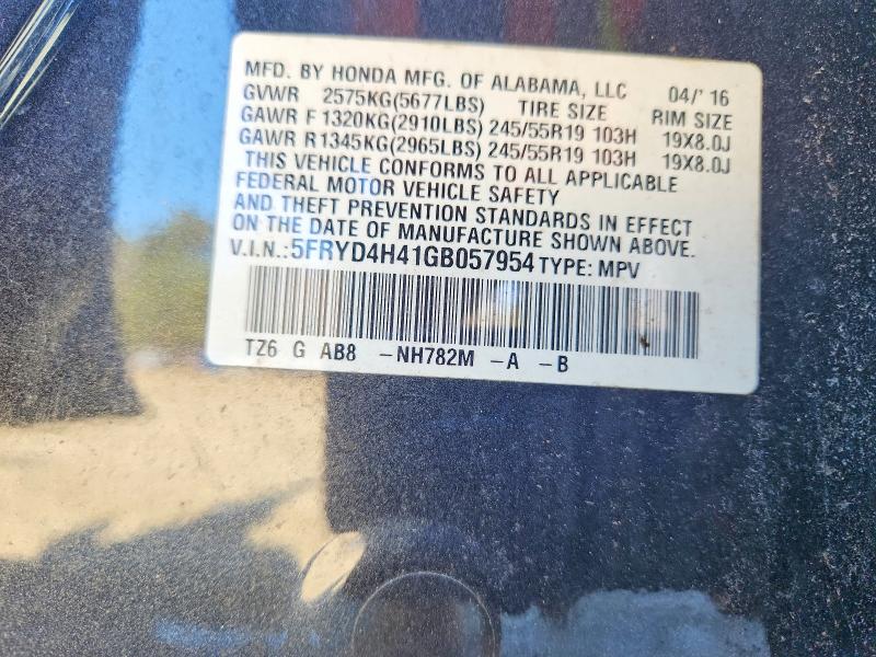 Aukcja sprzedaży 2016 Acura Mdx, vin: 5FRYD4H41GB057954, numer aukcji: 41771076