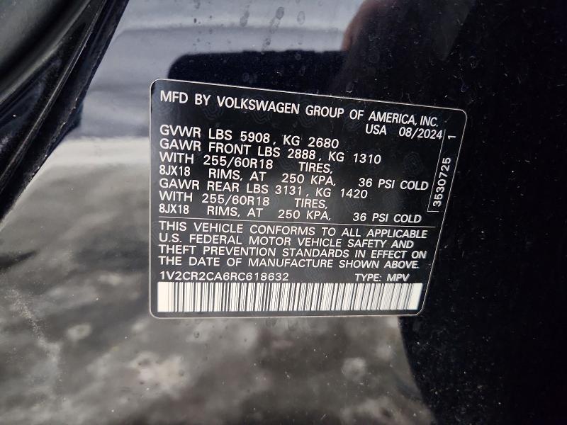 2024 Volkswagen Atlas მანქანა იყიდება აუქციონზე, vin: 1V2CR2CA6RC618632, აუქციონის ნომერი: 46869946