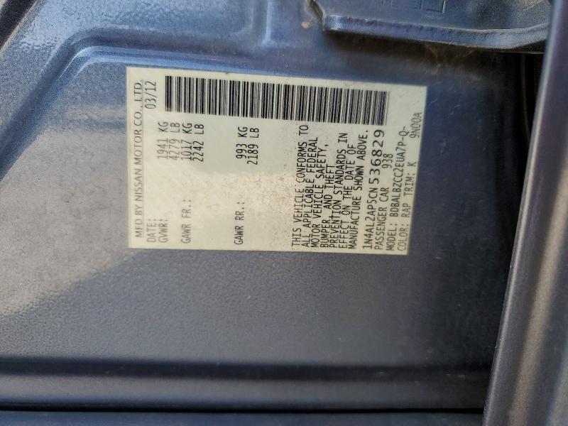 Aukcja sprzedaży 2012 Nissan Altima, vin: 1N4AL2AP5CN536829, numer aukcji: 46289656