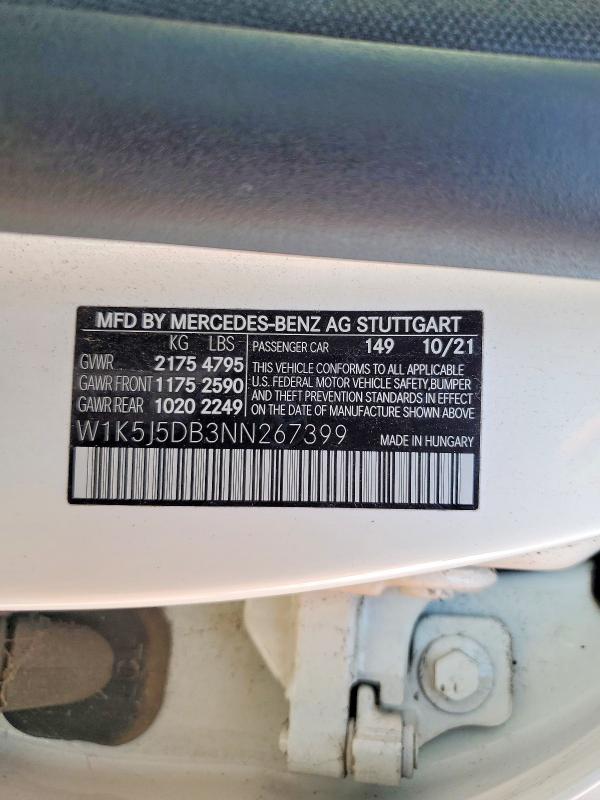 Продажа на аукционе авто 2022 Mercedes-benz Cla, vin: W1K5J5DB3NN267399, номер лота: 79309145