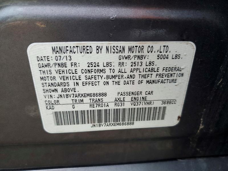 Продажа на аукционе авто 2014 Infiniti Q50, vin: JN1BV7ARXEM686888, номер лота: 45771986