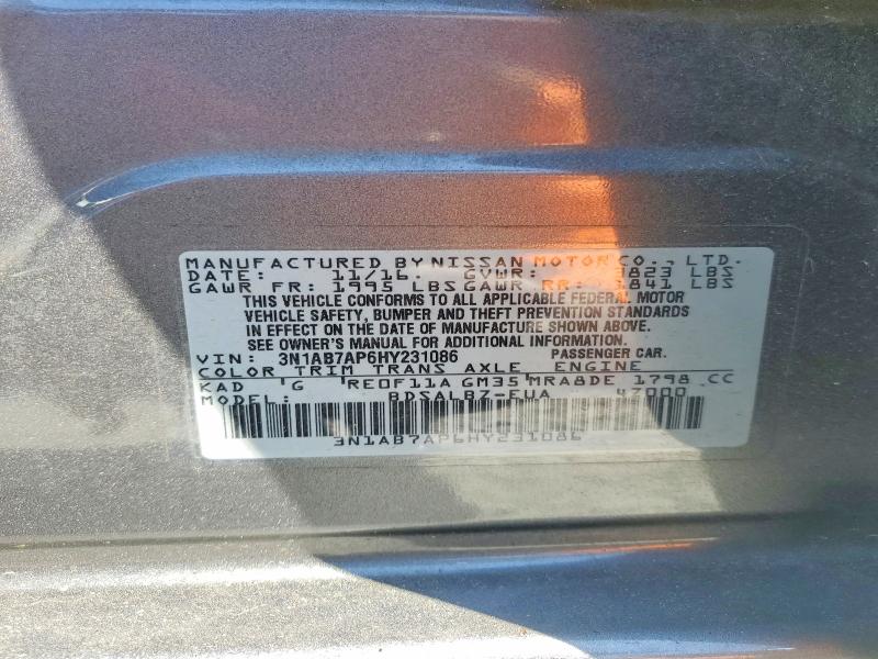 Aukcja sprzedaży 2017 Nissan Sentra, vin: 3N1AB7AP6HY231086, numer aukcji: 46833736