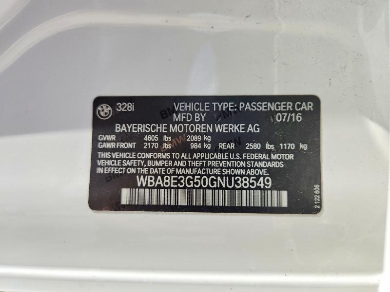Aukcja sprzedaży 2016 Bmw 328, vin: WBA8E3G50GNU38549, numer aukcji: 47746196