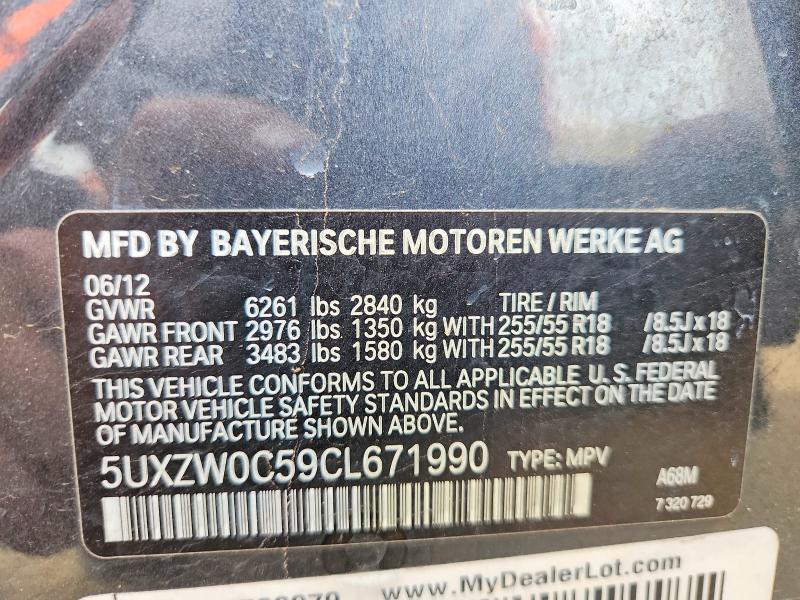Aukcja sprzedaży 2012 Bmw X5, vin: 5UXZW0C59CL671990, numer aukcji: 41698996