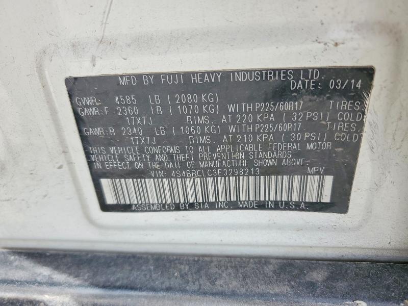 2014 Subaru Outback მანქანა იყიდება აუქციონზე, vin: 4S4BRCLC3E3298213, აუქციონის ნომერი: 46279886