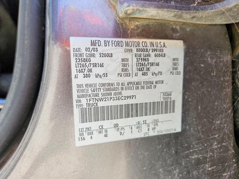 Aukcja sprzedaży 2003 Ford F250, vin: 1FTNW21P33EC29971, numer aukcji: 45798926