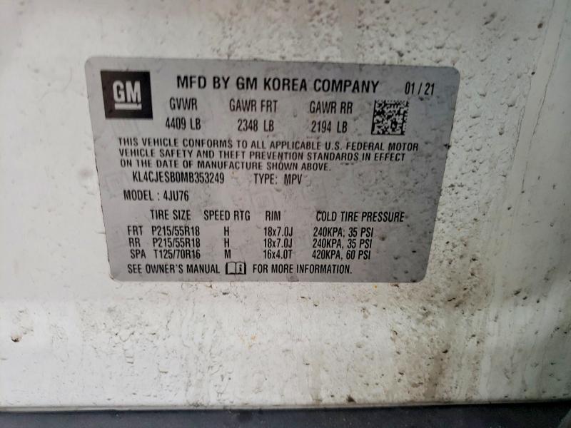 Продаж на аукціоні авто 2021 Buick Encore, vin: KL4CJESB0MB353249, номер лоту: 45749006
