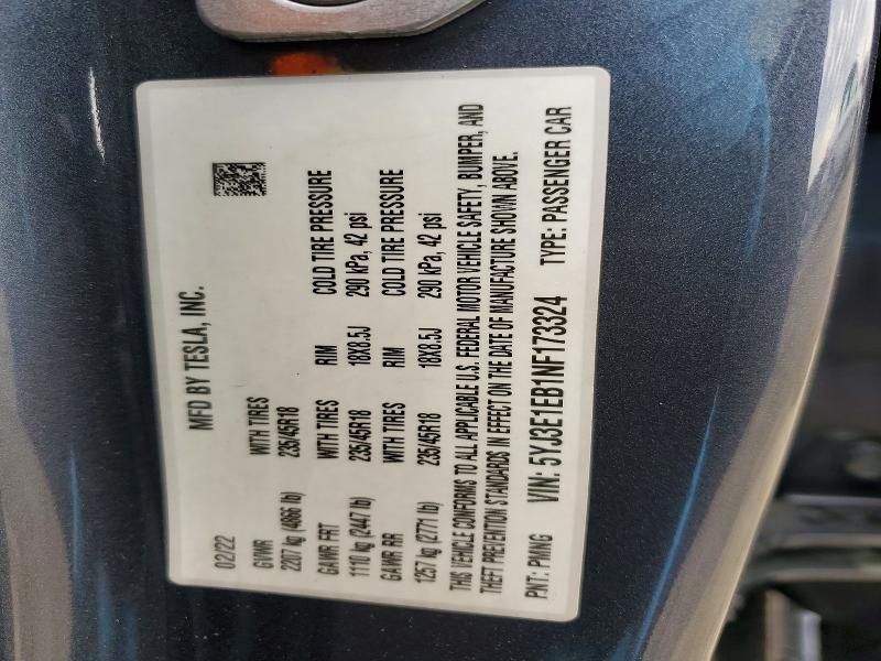 Продаж на аукціоні авто 2022 Tesla Model 3, vin: 5YJ3E1EB1NF173324, номер лоту: 47969306
