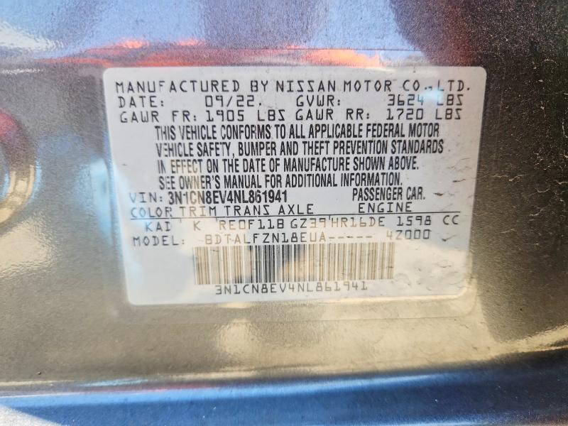 Aukcja sprzedaży 2022 Nissan Versa, vin: 3N1CN8EV4NL861941, numer aukcji: 45533476