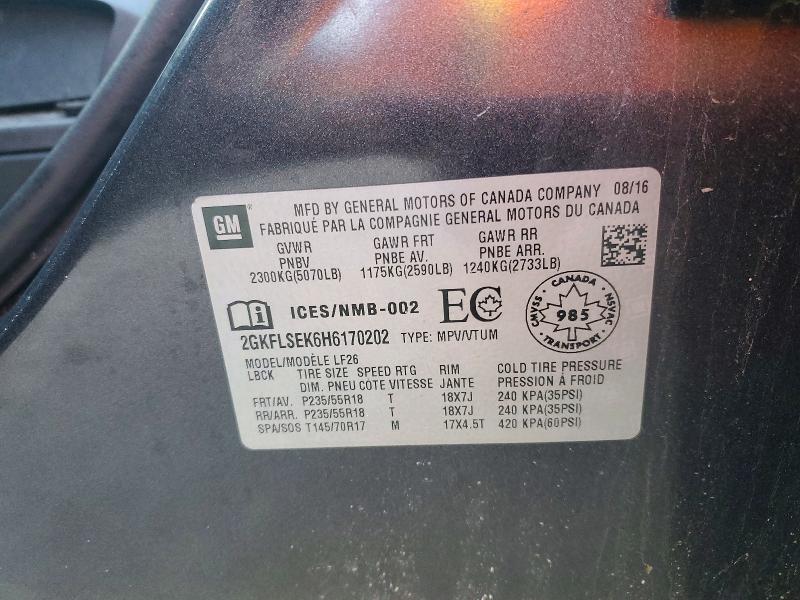 Aukcja sprzedaży 2017 Gmc Terrain, vin: 2GKFLSEK6H6170202, numer aukcji: 79613765