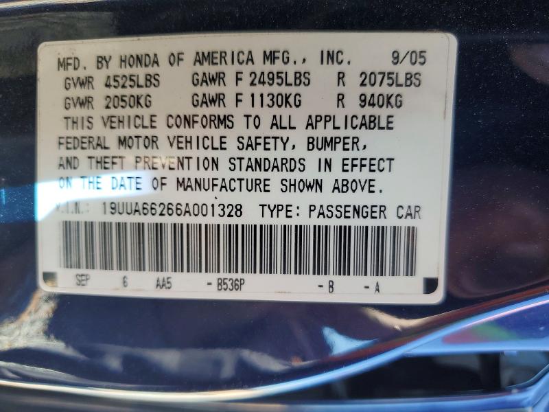 47141426 :رقم المزاد ، 19UUA66266A001328 vin ، 2006 Acura 3.2tl مزاد بيع