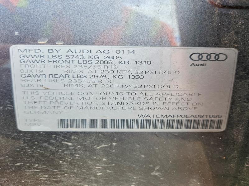 2014 Audi Q5 მანქანა იყიდება აუქციონზე, vin: WA1CMAFP0EA081685, აუქციონის ნომერი: 48019276